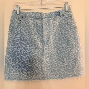 Sadie & Sage Denim Leopard Print Mini Skirt